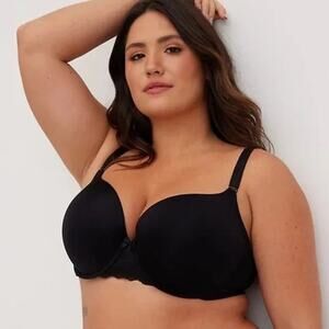 [Torrid] Black Perfect T-Shirt Bra Push-Up Underwire Padded Back Smoothing 42C